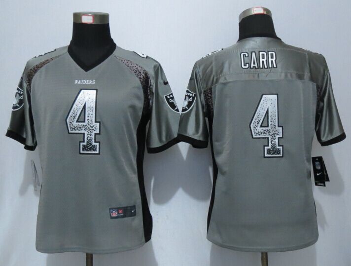 Womens Okaland Raiders 4 Carr Drift Fashion Grey New Nike Elite Jerseys